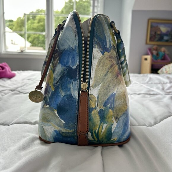 Brahmin Aspen Shoulder Bag Fuji Blue Yellow Flower Bag - Picture 2 of 16